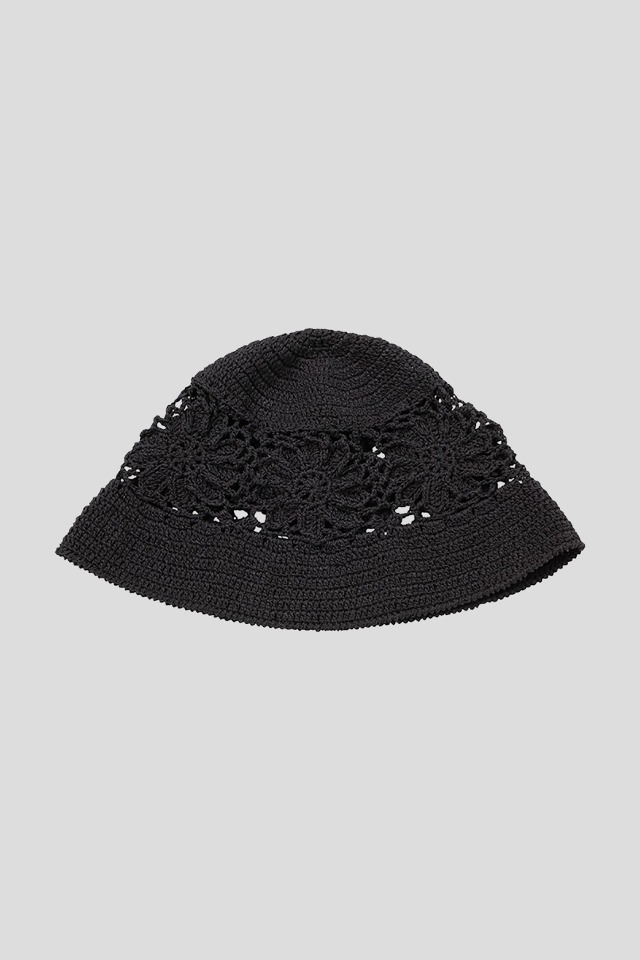 Flower motif bucket hat - BLACK