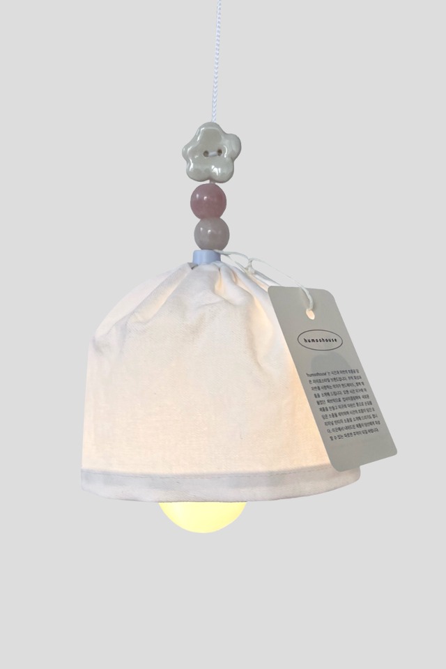 pink-white fabirc hanging lamp bell