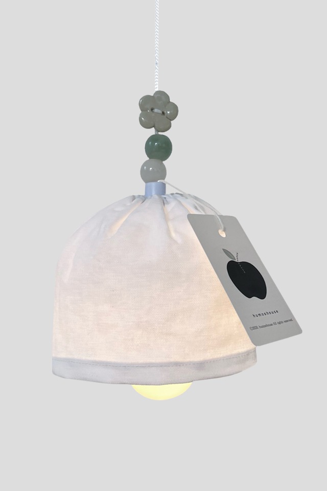 green-white fabirc hanging lamp bell