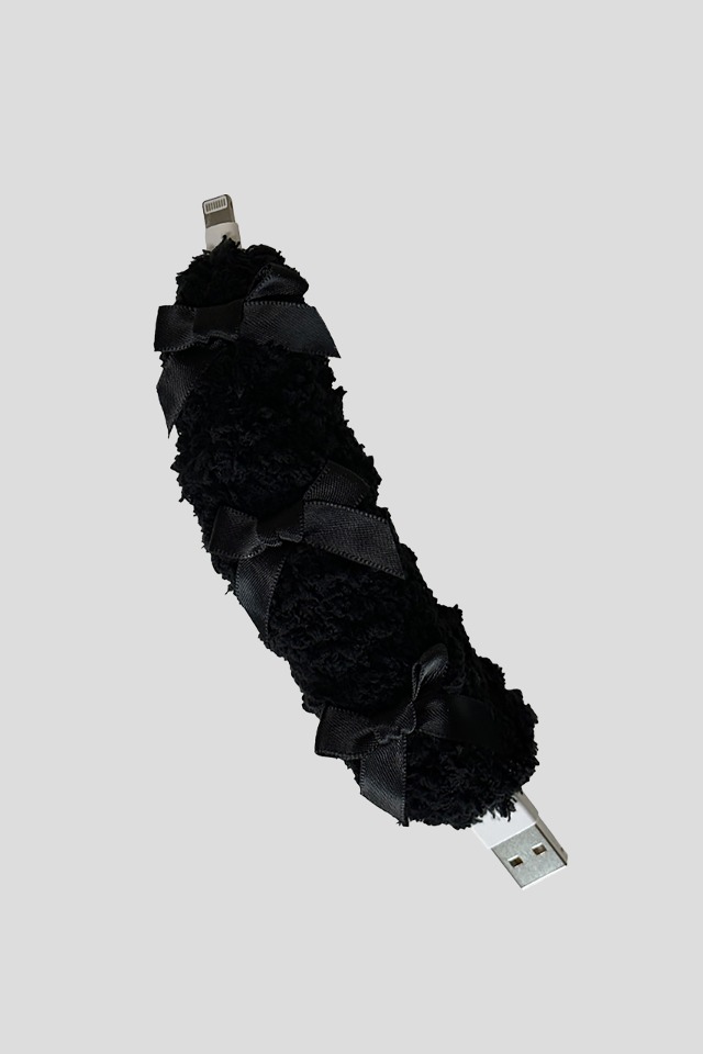 Fuzzy mini cable_Ribbon_Black (Black)