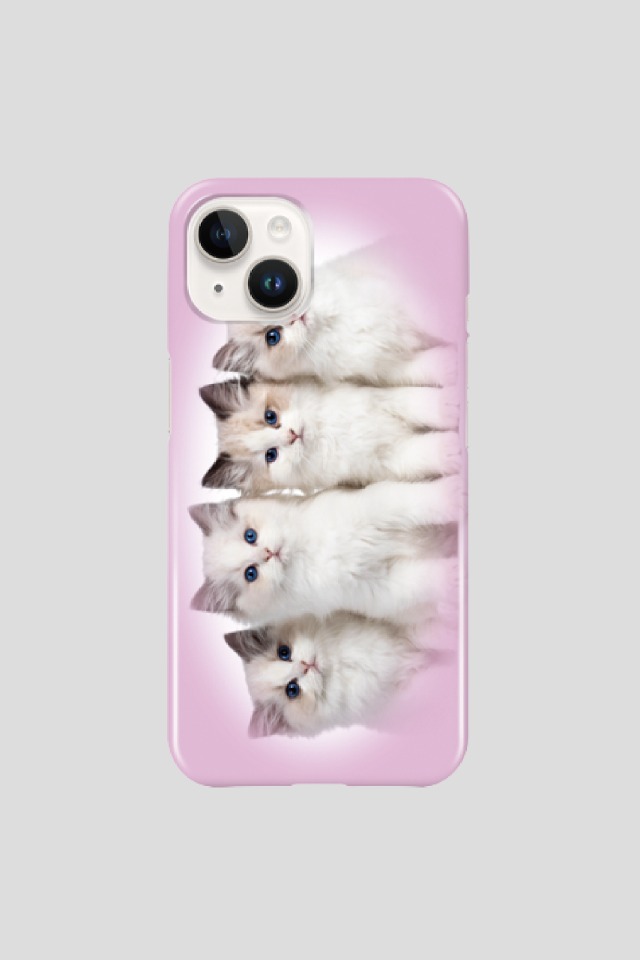 Twin pink kitty phone case (Pink)