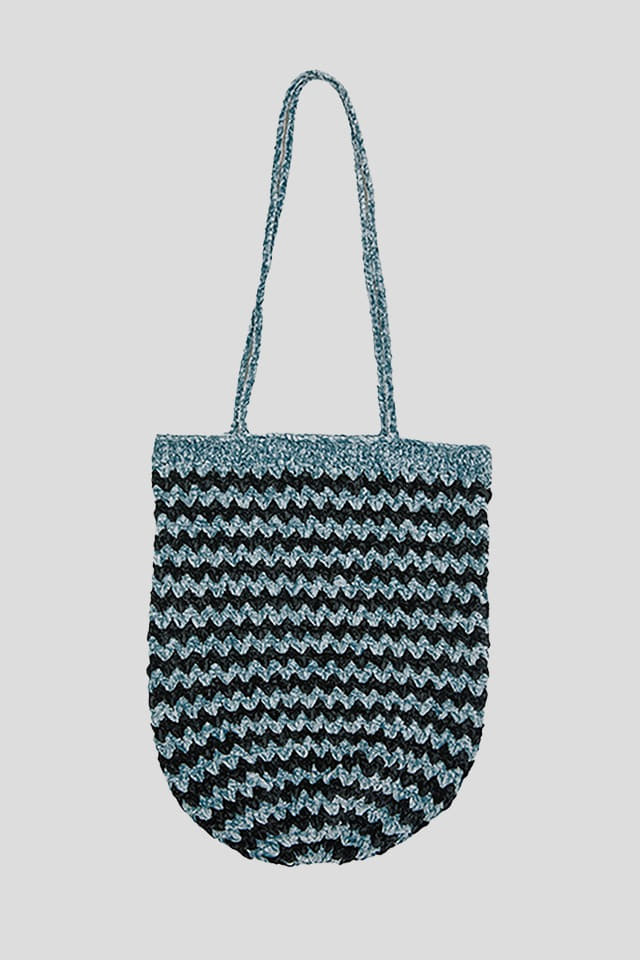velvet stripe shoulder bag (blue)