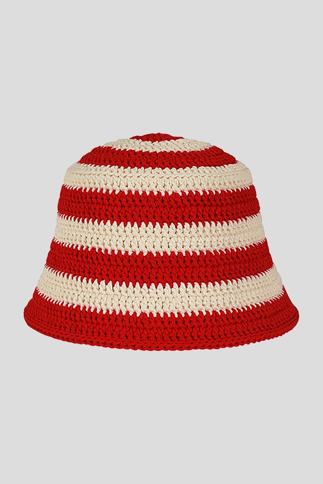stripe bucket hat (red)