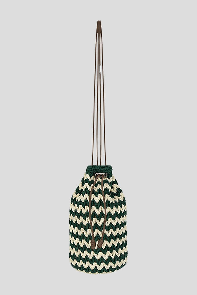 stripe string bag (green)